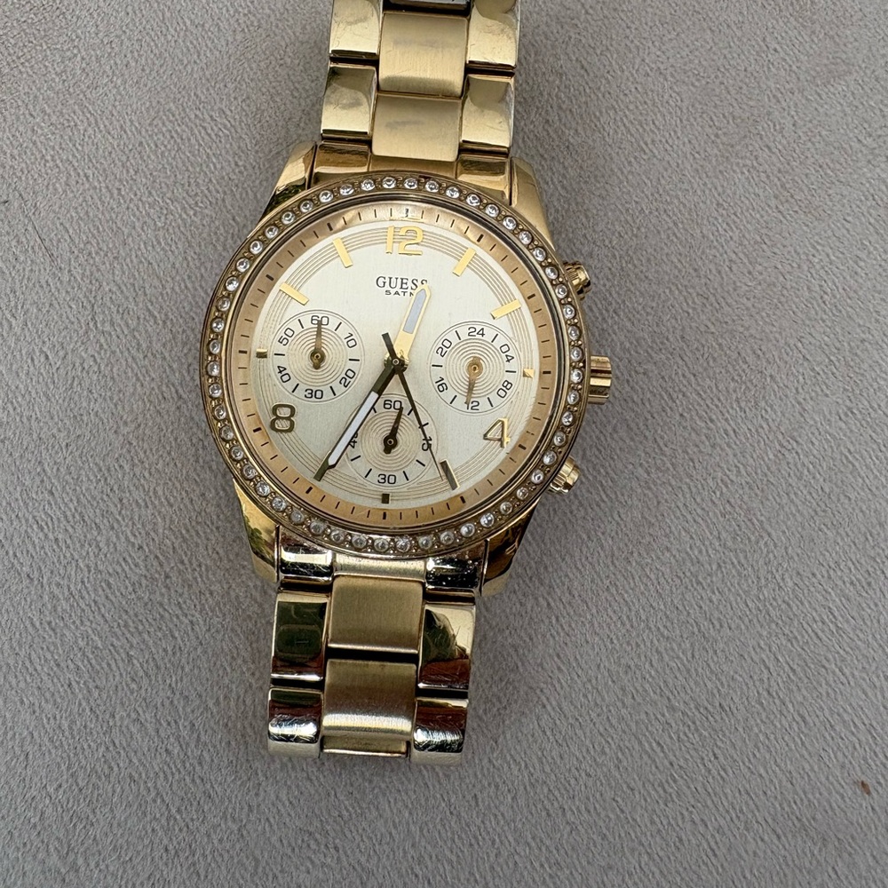 Guess Gold Elegance Watch with Sparkling Bezel